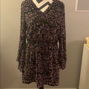 Purple and black long sleeve dress